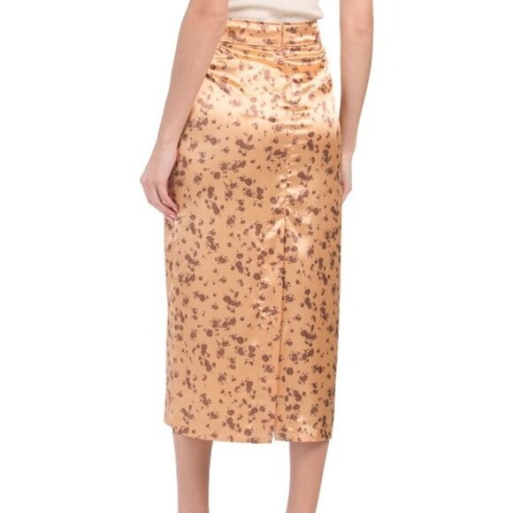 ZARA Flower Print Satin Midi Skirt Size S - Picture 2 of 2